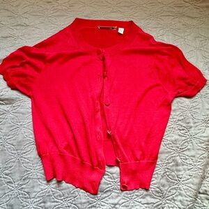 Vintage Women's Red Button-Up Sweater
